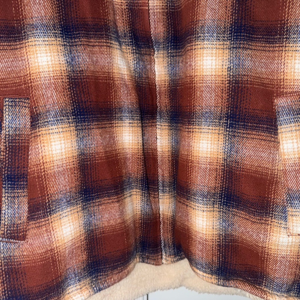 Plaid Fleece-Lined Men's Sweater Jacket - Brown - Picture 4 of 5